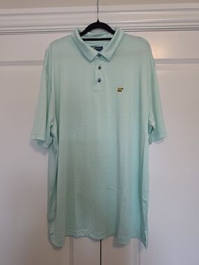 JACK NICKLAUS GOLDEN BEAR PERFORMANCE GOLF POLO SHIRT MINT GREEN STRIPED MEN'S X